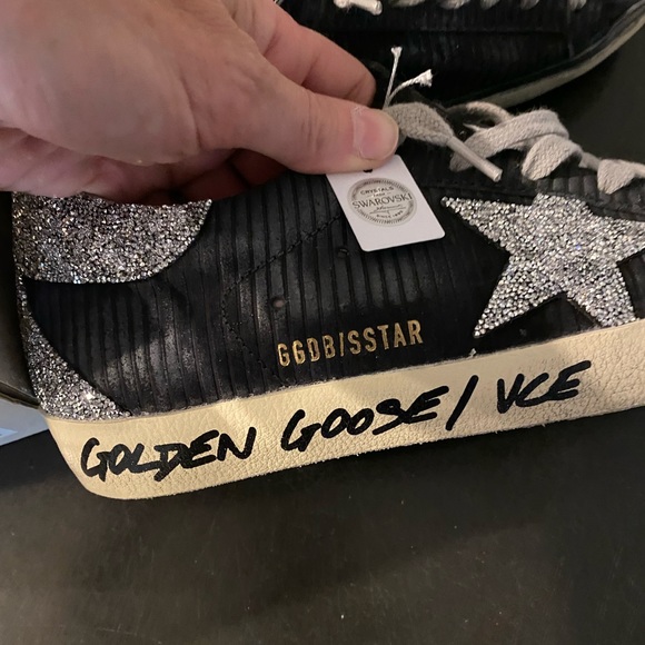 NWT GOLDEN GOOSE SIZE 37 SWAROVSKI SUPER STARS BLACK SUEDE CORD NEVER WORN - Picture 5 of 9
